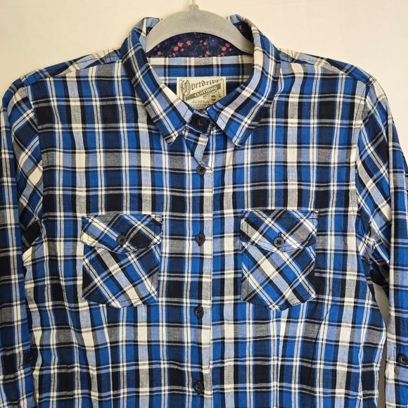 Overdrive Tops - Overdrive Clothing 100% Cotton Tartan Plaid Button-Down, Western Cowgirl Medium